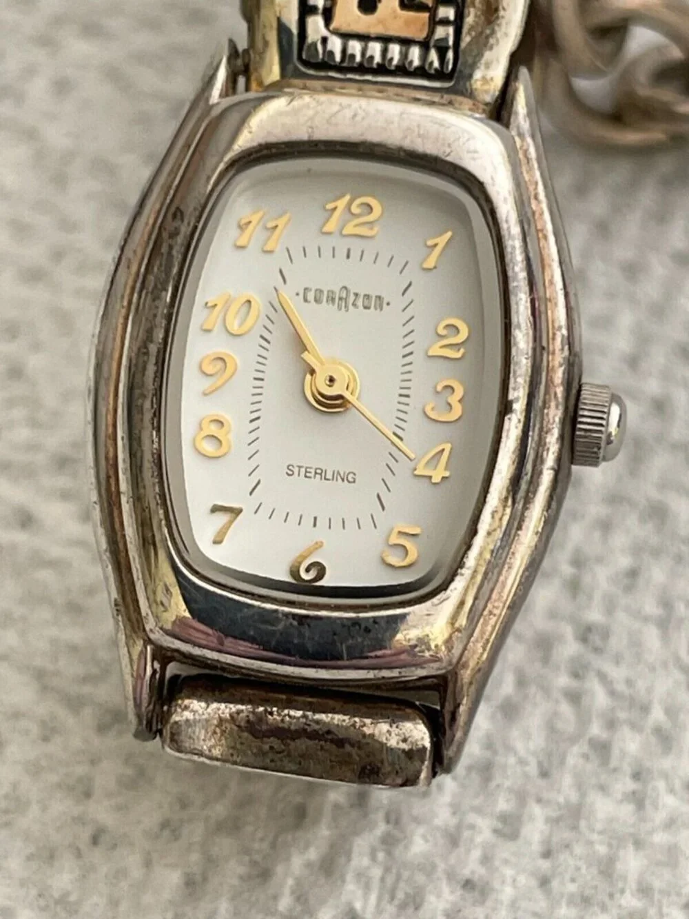 RARE Vintage Roderick Tenorio RMT 14K Gold Sterling Silver Corazon Watch Cuff
